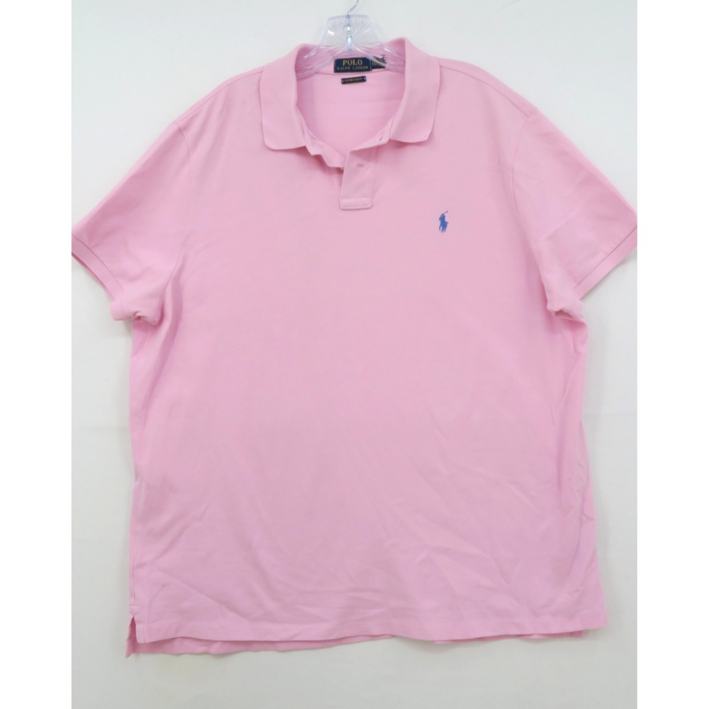 Polo Ralph Lauren Mens XXL Pink Custom Slim Fit Short Sleeve Mesh Polo Shirt